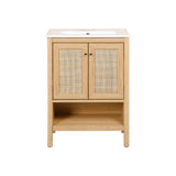 Orchid Rattan Modern Coastal 2-Shelf Bath Vanity Cabinet Only (Sink Basin Not Included)