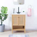 Orchid Rattan Modern Coastal 2-Shelf Bath Vanity Cabinet Only (Sink Basin Not Included)