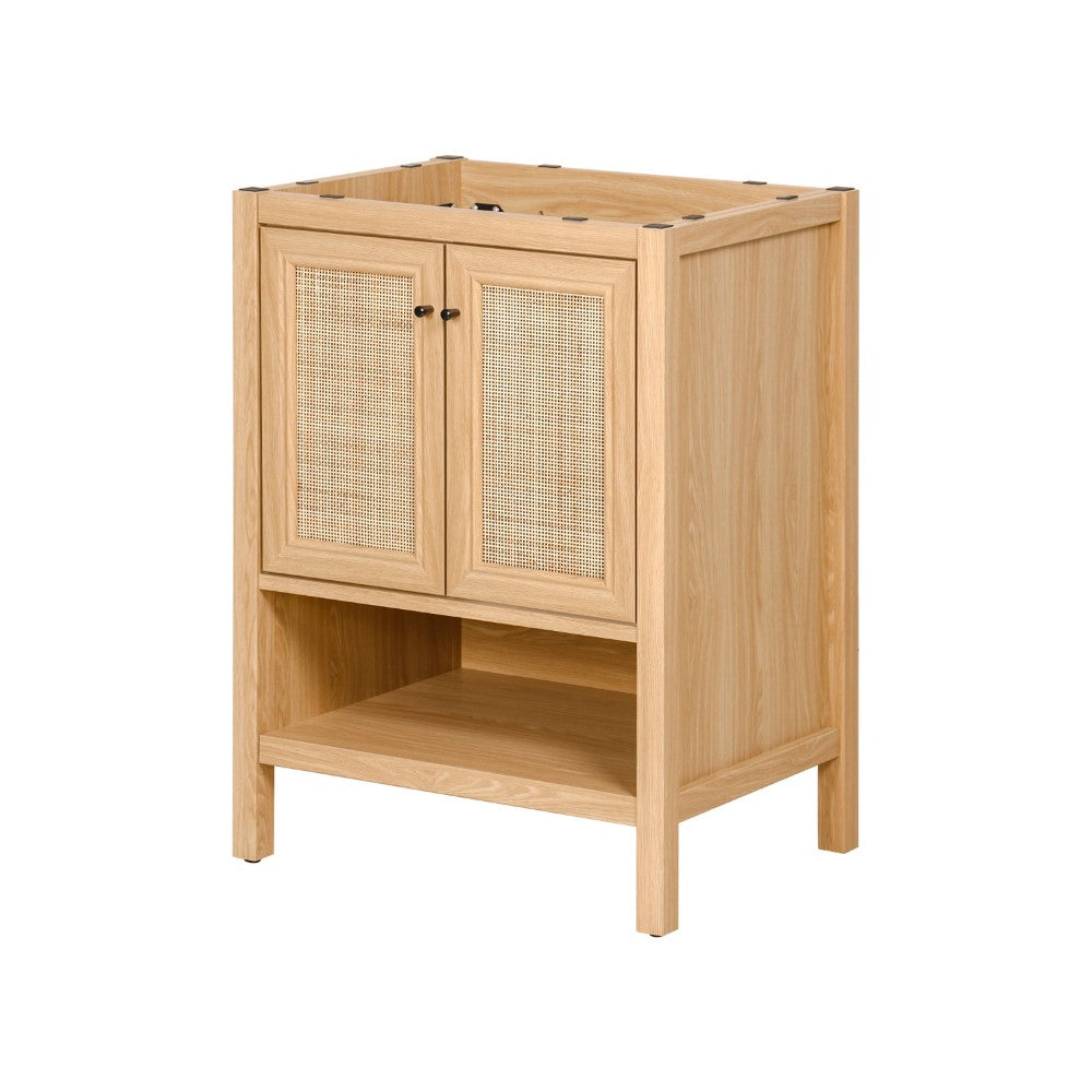 Orchid Rattan Modern Coastal 2-Shelf Bath Vanity Cabinet Only (Sink Basin Not Included)