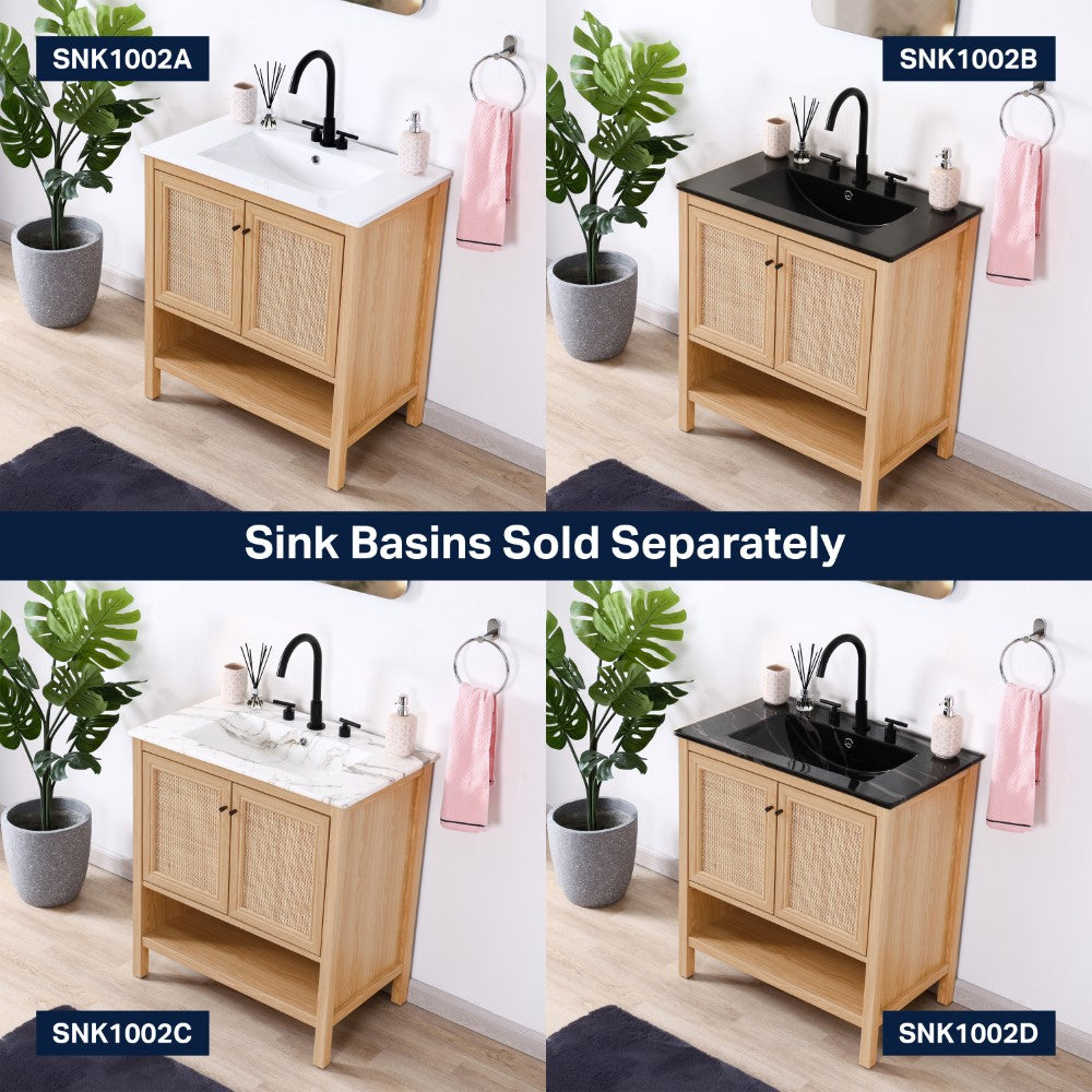 Orchid Rattan Modern Coastal 2-Shelf Bath Vanity Cabinet Only (Sink Basin Not Included)