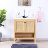 Orchid Rattan Modern Coastal 2-Shelf Bath Vanity Cabinet Only (Sink Basin Not Included)