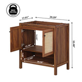 Orchid Rattan Modern Coastal 2-Shelf Bath Vanity Cabinet Only (Sink Basin Not Included)