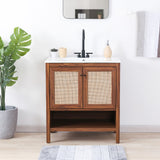 Orchid Rattan Modern Coastal 2-Shelf Bath Vanity Cabinet Only (Sink Basin Not Included)