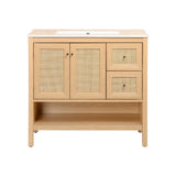 Orchid Rattan Modern Coastal 2-Shelf Bath Vanity Cabinet Only (Sink Basin Not Included)