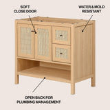 Orchid Rattan Modern Coastal 2-Shelf Bath Vanity Cabinet Only (Sink Basin Not Included)