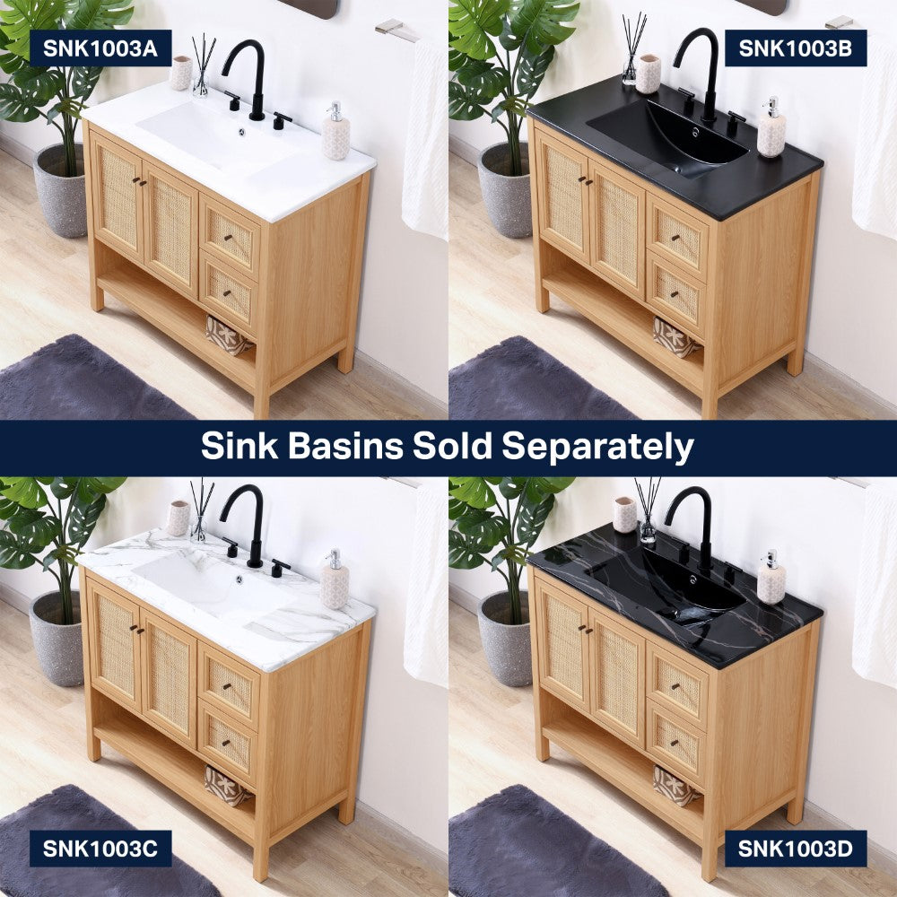 Orchid Rattan Modern Coastal 2-Shelf Bath Vanity Cabinet Only (Sink Basin Not Included)