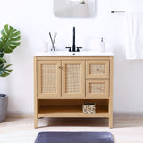 Orchid Rattan Modern Coastal 2-Shelf Bath Vanity Cabinet Only (Sink Basin Not Included)
