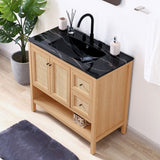 Orchid Rattan Modern Coastal 2-Shelf Bath Vanity Cabinet Only (Sink Basin Not Included)