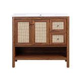Orchid Rattan Modern Coastal 2-Shelf Bath Vanity Cabinet Only (Sink Basin Not Included)
