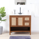 Orchid Rattan Modern Coastal 2-Shelf Bath Vanity Cabinet Only (Sink Basin Not Included)