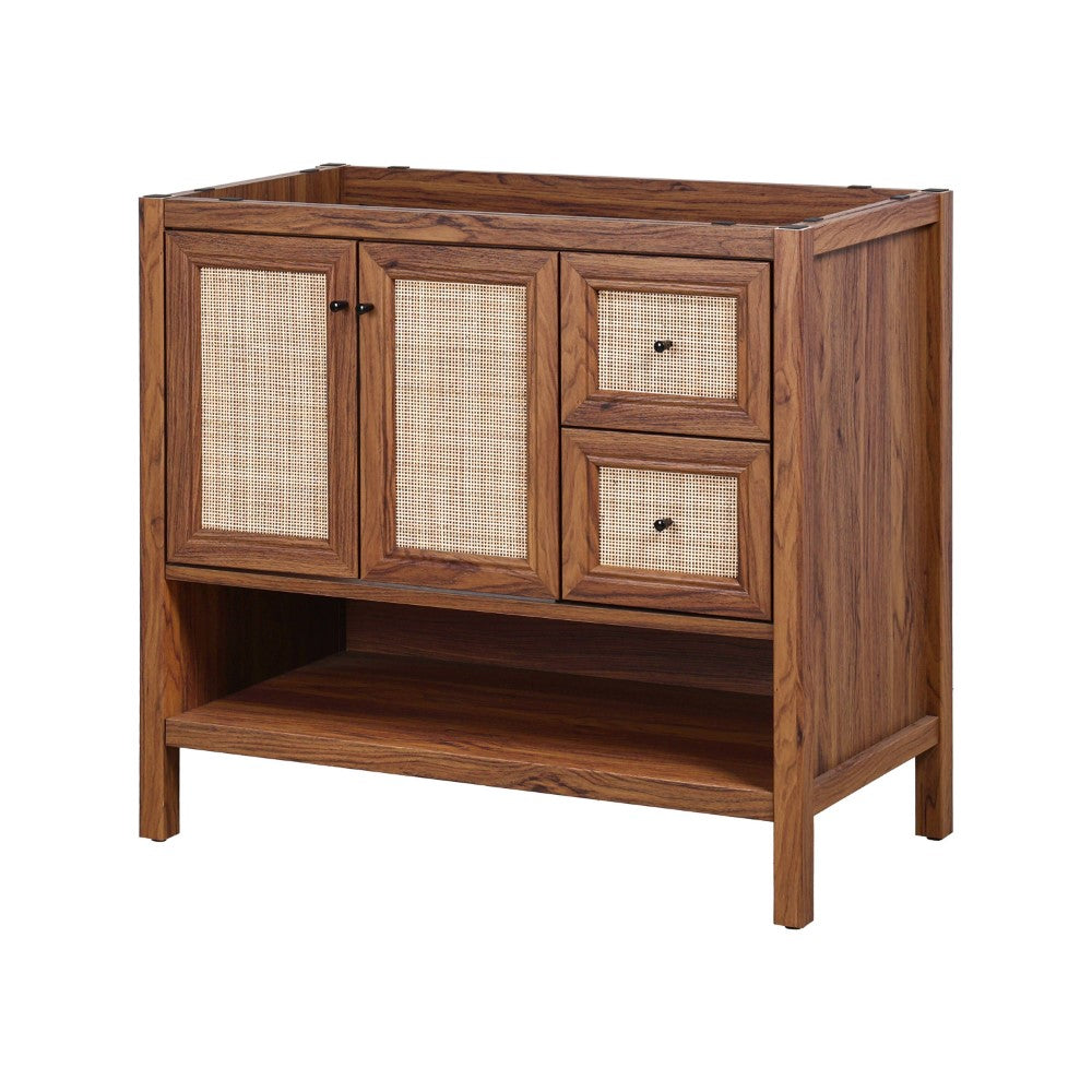 Orchid Rattan Modern Coastal 2-Shelf Bath Vanity Cabinet Only (Sink Basin Not Included)