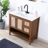 Orchid Rattan Modern Coastal 2-Shelf Bath Vanity Cabinet Only (Sink Basin Not Included)