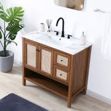 Orchid Rattan Modern Coastal 2-Shelf Bath Vanity Cabinet Only (Sink Basin Not Included)