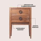 Evara Modern Classic 1-Drawer Bath Vanity Base Only (Sink Basin Not Included)