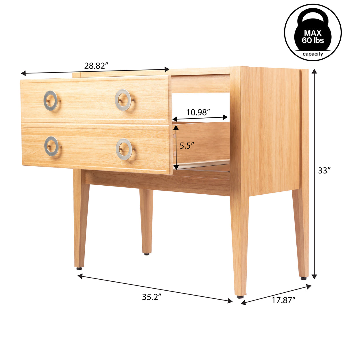 Evara Modern Classic 1-Drawer Bath Vanity Base Only (Sink Basin Not Included)
