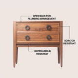 Evara Modern Classic 1-Drawer Bath Vanity Base Only (Sink Basin Not Included)