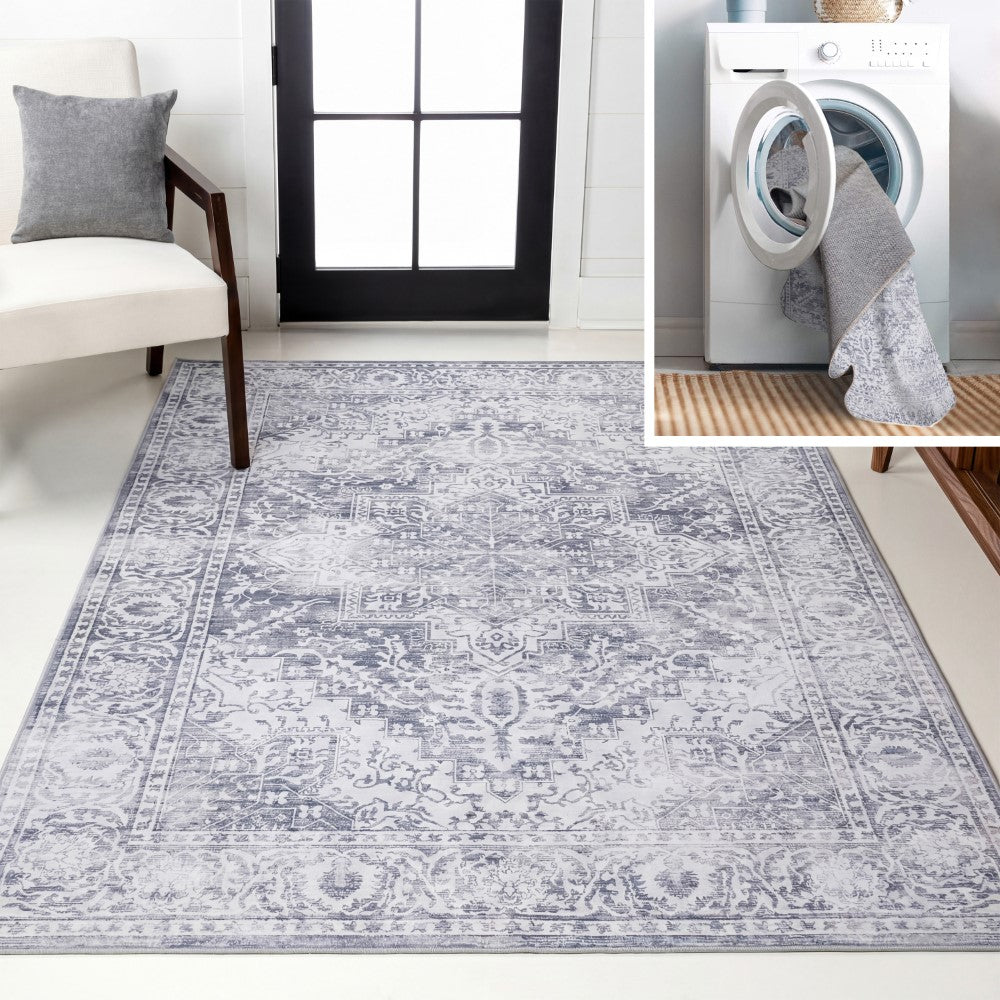 Vintaro Vintage Medallion Border Machine-washable Area Rug