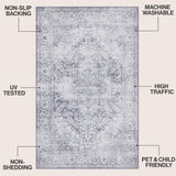 Vintaro Vintage Medallion Border Machine-washable Area Rug