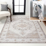 Vintaro Vintage Medallion Border Machine-washable Area Rug