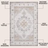 Vintaro Vintage Medallion Border Machine-washable Area Rug