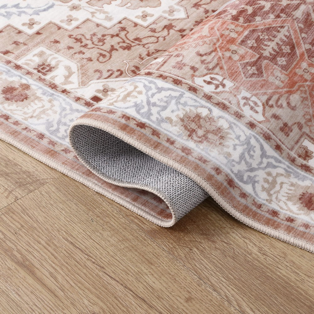 Vintaro Vintage Medallion Border Machine-washable Area Rug