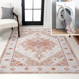 Vintaro Vintage Medallion Border Machine-washable Area Rug