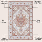Vintaro Vintage Medallion Border Machine-washable Area Rug