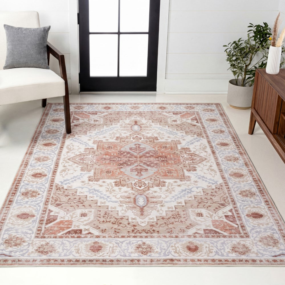 Vintaro Vintage Medallion Border Machine-washable Area Rug
