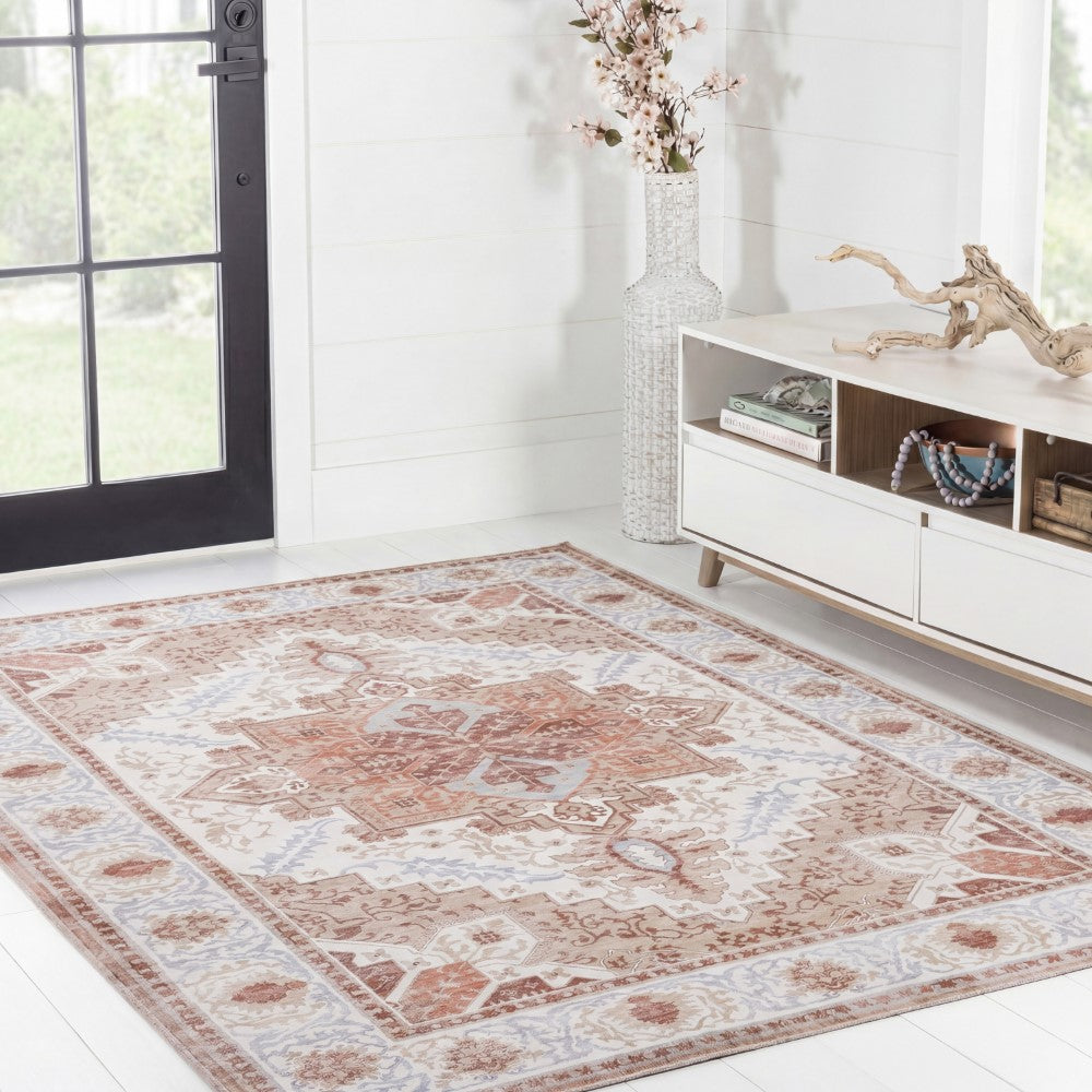 Vintaro Vintage Medallion Border Machine-washable Area Rug