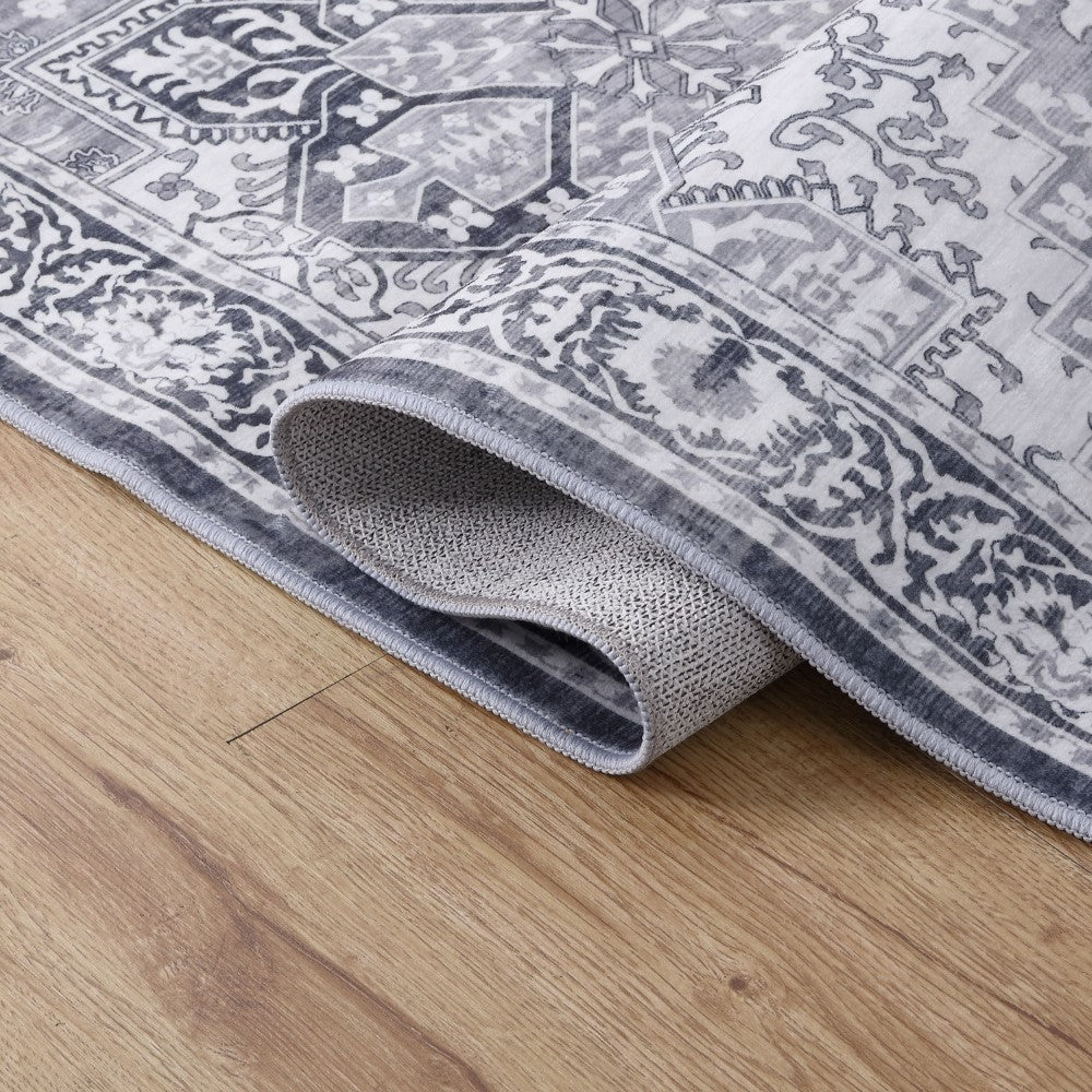 Vintaro Vintage Medallion Border Machine-washable Area Rug