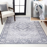 Vintaro Vintage Medallion Border Machine-washable Area Rug