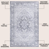 Vintaro Vintage Medallion Border Machine-washable Area Rug