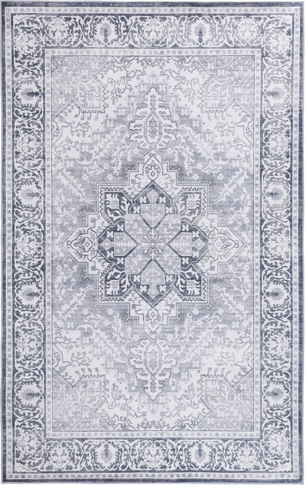Vintaro Vintage Medallion Border Machine-washable Area Rug