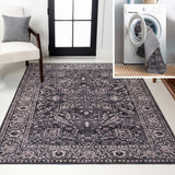 Vintaro Vintage Medallion Border Machine-washable Area Rug