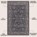Vintaro Vintage Medallion Border Machine-washable Area Rug