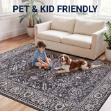 Vintaro Vintage Medallion Border Machine-washable Area Rug