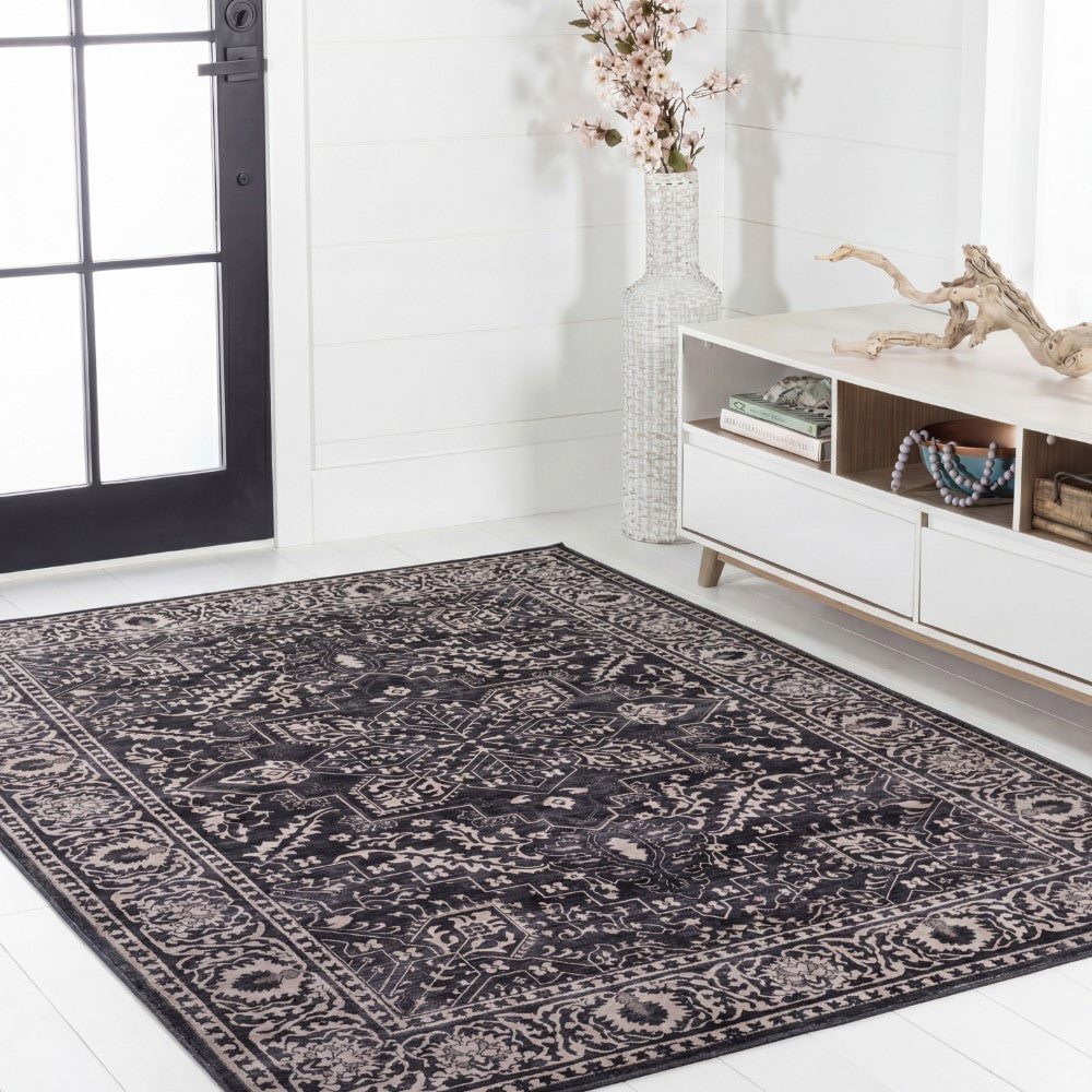 Vintaro Vintage Medallion Border Machine-washable Area Rug
