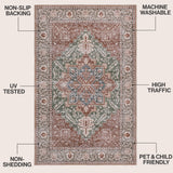 Vintaro Vintage Medallion Border Machine-washable Area Rug