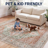 Vintaro Vintage Medallion Border Machine-washable Area Rug