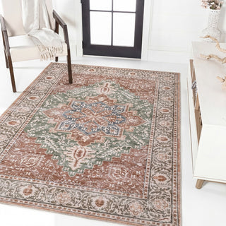 Vintaro Vintage Medallion Border Machine-washable Area Rug