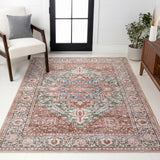 Vintaro Vintage Medallion Border Machine-washable Area Rug