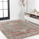 Vintaro Vintage Medallion Border Machine-washable Area Rug