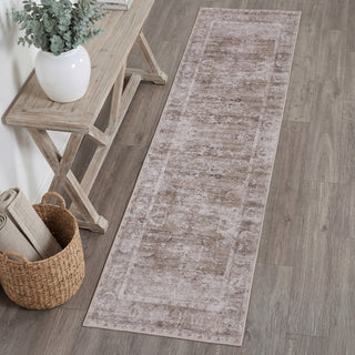 Sandora Vintage Floral Border Machine-washable Area Rug