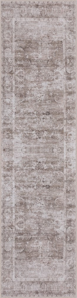 Sandora Vintage Floral Border Machine-washable Area Rug