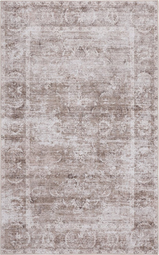 Sandora Vintage Floral Border Machine-washable Area Rug