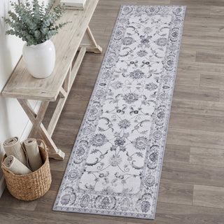 Sandora Vintage Floral Border Machine-washable Area Rug