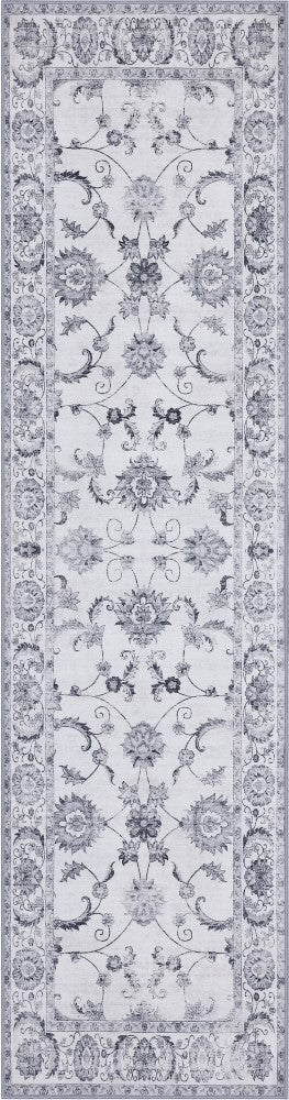 Sandora Vintage Floral Border Machine-washable Area Rug