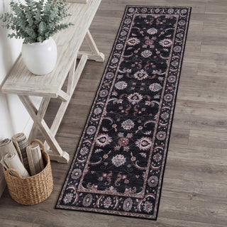Sandora Vintage Floral Border Machine-washable Area Rug