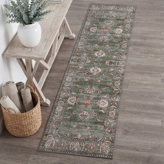 Sandora Vintage Floral Border Machine-washable Area Rug