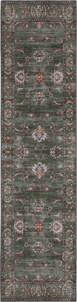 Sandora Vintage Floral Border Machine-washable Area Rug